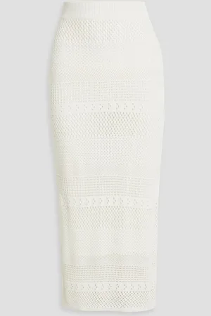 Frame Crochet-knit midi pencil skirt - White