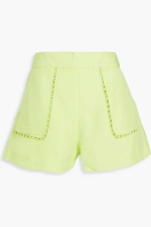 AJE Lucie bead-embellished linen-blend shorts - Yellow