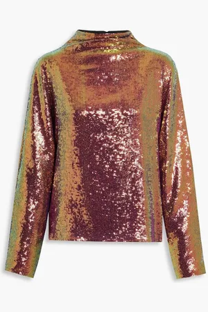LAPOINTE Iridescent sequined mesh top - Metallic