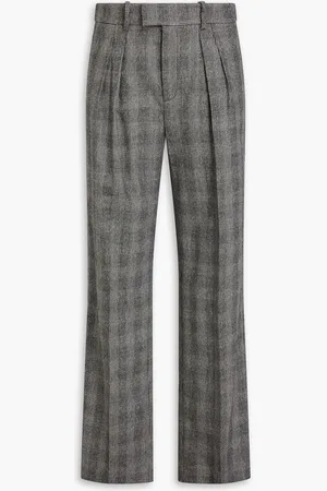 NILI LOTAN Prince of Wales checked wool-blend wide-leg pants - Gray