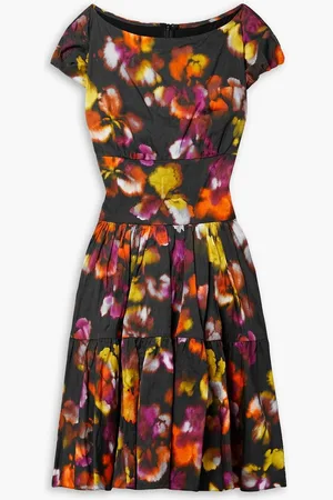Jason Wu Tiered printed crinkled-sateen mini dress