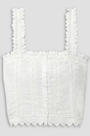Doen Ari broderie anglaise and ruched organic cotton-voile top