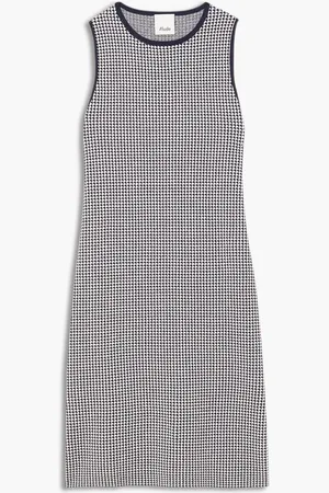Allude Houndstooth jacquard-knit dress
