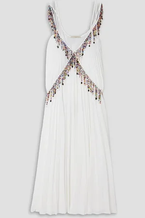 Christopher Kane Pleated bead-embellished georgette midi dress