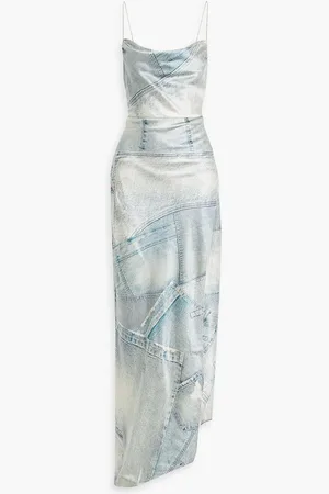 Retrofete Arcadia printed stretch-silk satin maxi dress - Blue