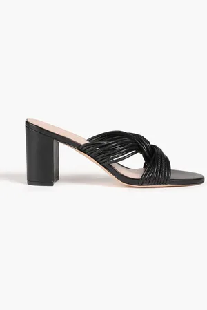 Stuart Weitzman Twist Block 75 leather mules