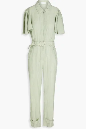 Simkhai Callista belted crinkled Lyocell-blend twill jumpsuit