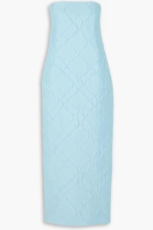 EMILIA WICKSTEAD Henrietta strapless cutout cloqué gown - Blue