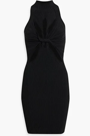 DION LEE Cutout ribbed cotton-blend mini dress