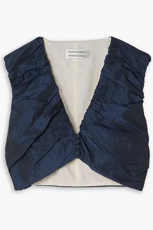 Renaissance Renaissance Deniro cropped ruched taffeta top - Blue