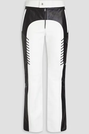 Chloé Whipstitched two-tone leather straight-leg pants