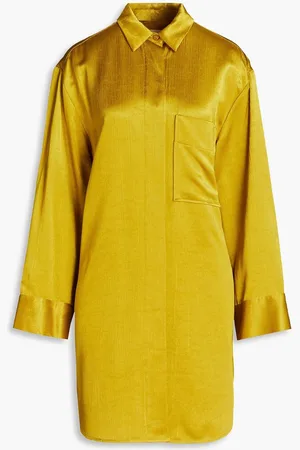By Malene Birger Olisse crinkled satin-crepe shirt mini dress - Green