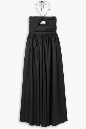 MATTEAU Cutout gathered cotton-poplin halterneck maxi dress