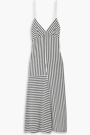 tibi Striped silk-crepe midi dress
