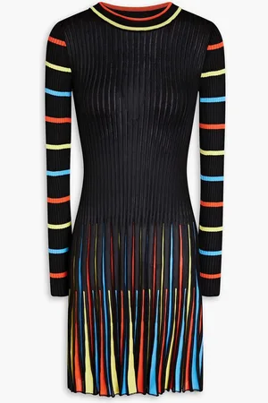 Msgm Striped ribbed-knit mini dress