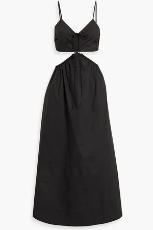 Nicholas Cutout gathered cotton-poplin midi dress