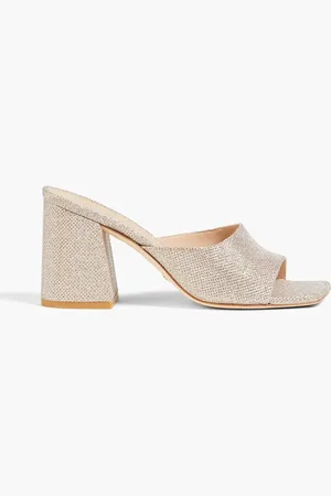 Stuart Weitzman Glittered lamé mules - Pink
