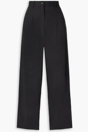 CO Pleated tton-poplin straight-leg pants