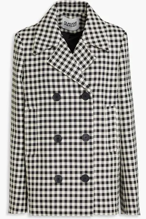 Claudie Pierlot Double-breasted gingham twill coat