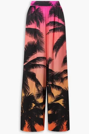 Retrofete Delia printed stretch-silk wide-leg pants