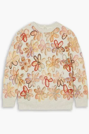 ASHISH Daisy Field embroidered cotton-blend jersey and tulle sweatshirt - Gray