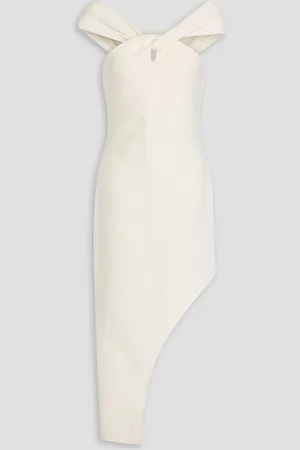Safiyaa Nouvia off-the-shoulder twisted knitted midi dress - White