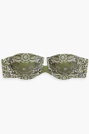 ZIMMERMANN Paisley-print underwired bandeau bikini top - Green