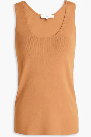 tibi Ribbed-knit tank - Brown