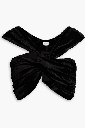 MAGDA BUTRYM Off-the-shoulder cropped ruched velour top