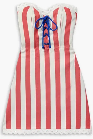 MIGUELINA Fiorella striped cotton-twill mini dress