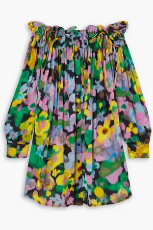AZ FACTORY Lutz Huelle Theodora off-the-shoulder floral-print crepe de chine mini dress