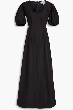 Ganni Cutout cotton-poplin maxi dress