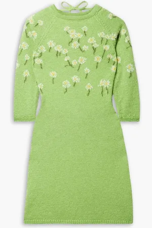 Bernadette Camilla open-back intarsia mohair-blend mini dress - Green