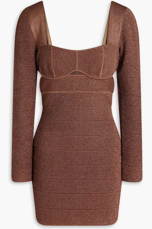 Hervé Léger Cutout metallic bandage mini dress