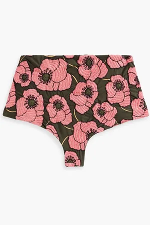 Agua by Agua Bendita Embroidered high-rise bikini briefs - Pink