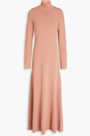 Victoria Beckham Cutout stretch-knit turtleneck maxi dress - Pink