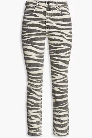 Mother Cropped zebra-print mid-rise straight-leg jeans