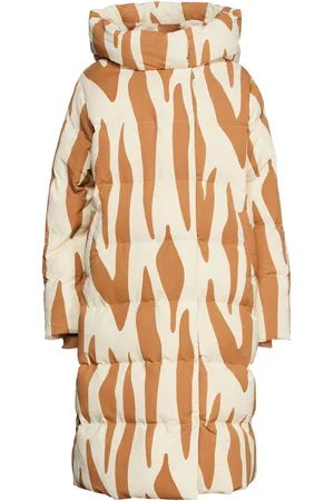 Jakke Laura printed quilted shell hooded coat - Brown