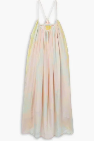 YVONNE S Parachoot paneled tie-dyed silk-voile midi dress