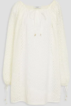 Marysia Moab tie-detailed broderie anglaise cotton mini dress - White