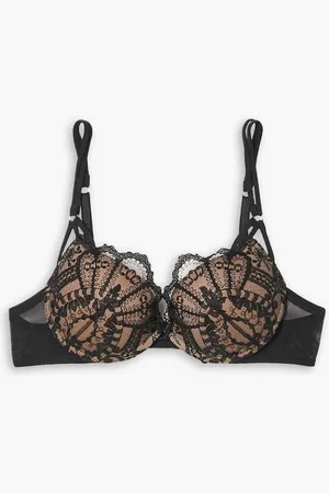 I.D. Sarrieri Rose Noir embroidered tulle and satin underwired bra