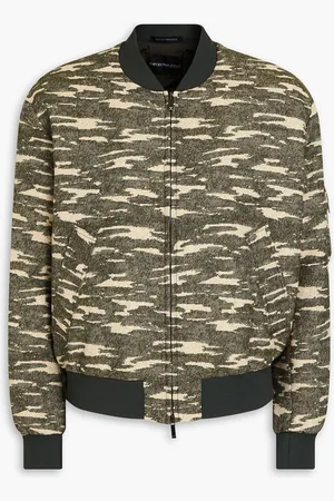 Emporio Armani Camouflage-print satin-jacquard bomber jacket - Green