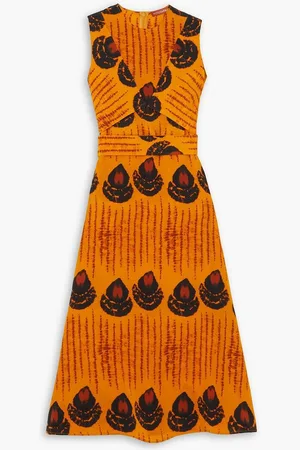 Altuzarra Nuada layered printed silk crepe de chine midi dress - Yellow