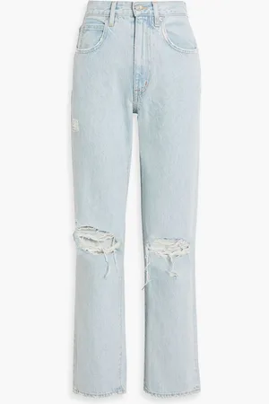 SLVRLAKE London distressed high-rise straight-leg jeans - Blue