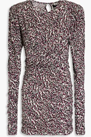 Isabel Marant Wrap-effect ruched printed jersey mini dress - Pink