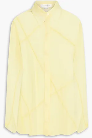 Victoria Beckham Pintucked georgette shirt - Yellow