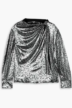Isabel Marant Lavaliere leopard-print lamé blouse - Metallic