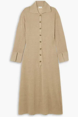 By Malene Birger Thoni knitted linen midi shirt dress - Neutral
