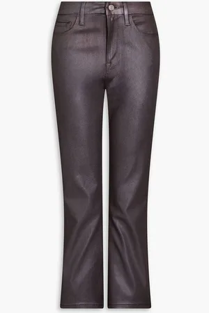 Frame Le Crop Mini Boot metallic high-rise kick-flare jeans - Brown