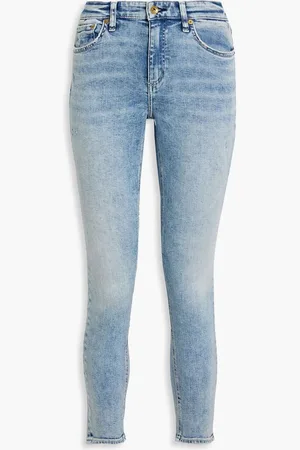RAG&BONE Cate cropped distressed mid-rise skinny jeans - Blue